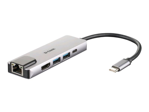 D-LINK DUB-M520 HUB USB-C 5-IN-1 CON HDMI/ETHERNET USCITE: HDMI x1, Ethernet x1, USB 3.0 x2, USB-C x1, HDMI FINO A 4K, PLUG AND PLAY